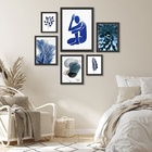 Composição Quadros Decorativos Quarto Artes azuis - Com Vidro