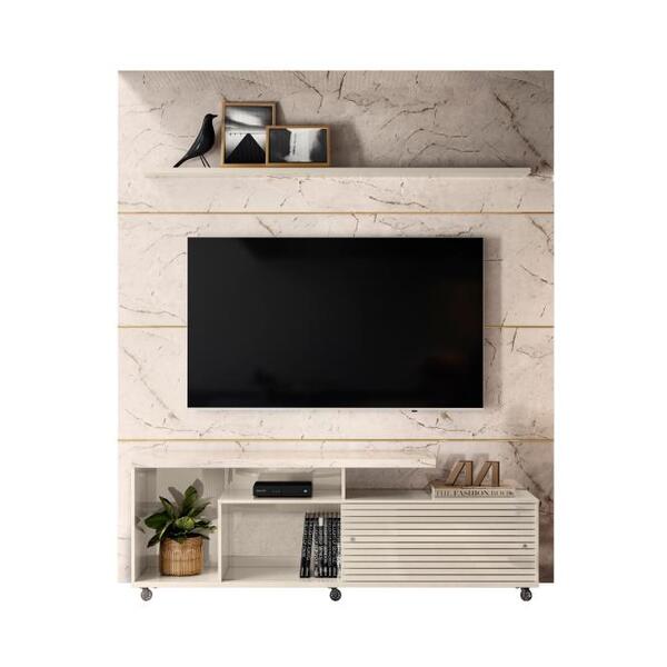 Composição Rack E Painel Piso-teto Baltimore Calacata Off-whi