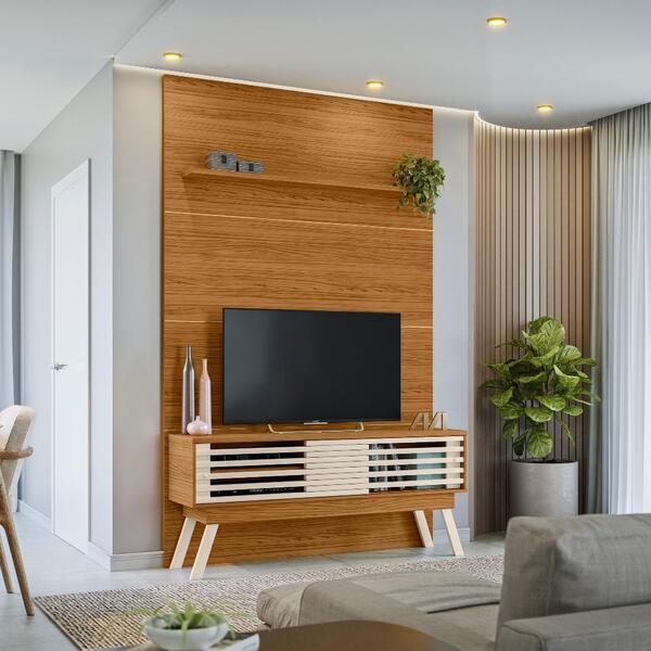 Composição Rack E Painel Piso-teto Dinamarca Naturale Off-whi