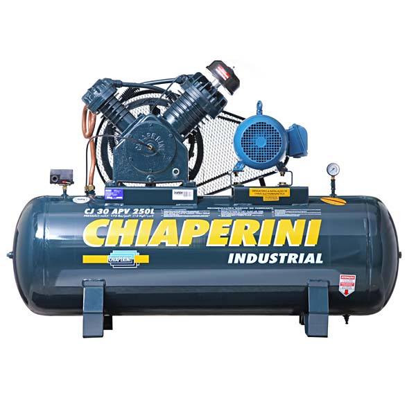 Compressor de ar 30Apv Superindustrial 175psi 30pcm Motor 2 7,5Hp Trifásico 110/220V 1056 77 Decibéis 250L 1,500ML Chiaperini