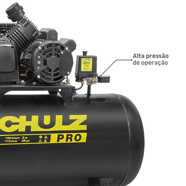 Compressor de Ar Alternativo Pistão Schulz 110L 2HP 220V CSV 10