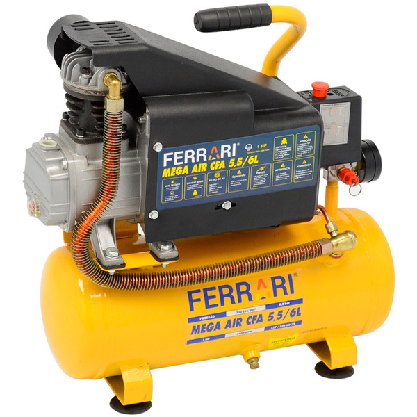Compressor de ar baixa pressão 1.0 hp 6 litros - MEGA AIR CFA