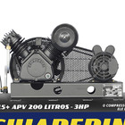 Compressor de Ar Alternativo Pistão Chiaperini 200L 3HP Bivolt CJ15 APV Monofásico Industrial Mais