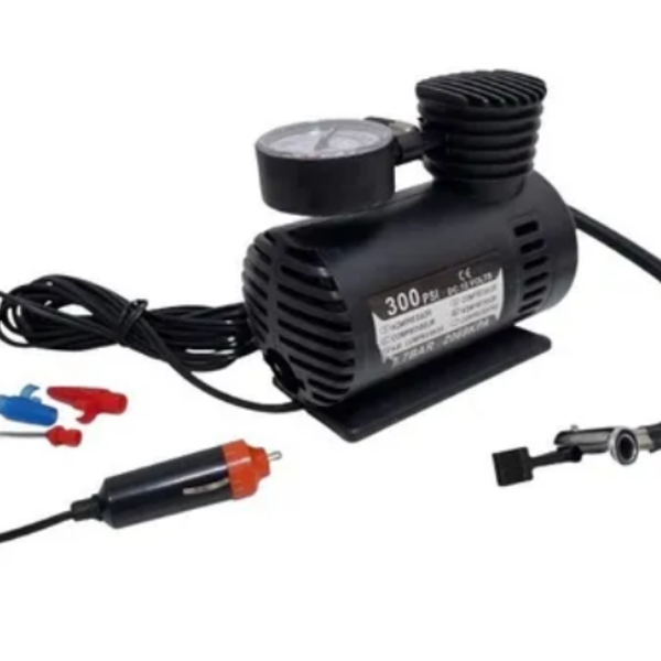 Compressor de Ar 100l: Compressor de ar portátil na cor preta com ligação para isqueiro