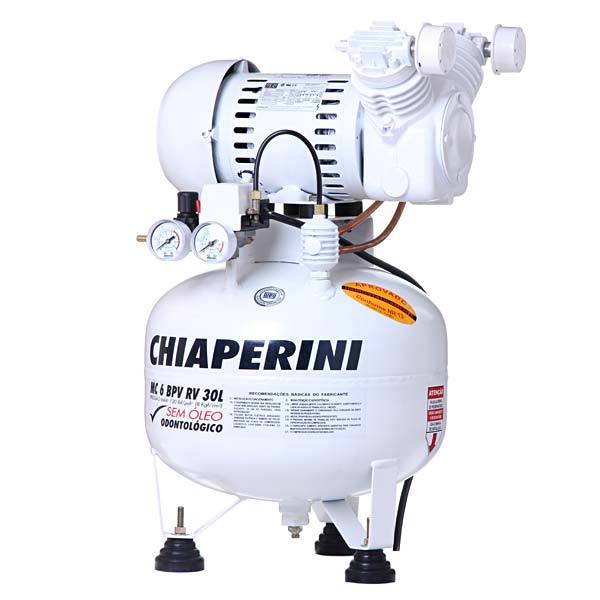 Compressor de ar Mc6Bpv/Rv/30L-1Hp Odonto 116psi 6pcm Motor 1Hp Monofásico 110-220V 1740rpm 69 Decibéis 30L S/Óleo Chiaperini