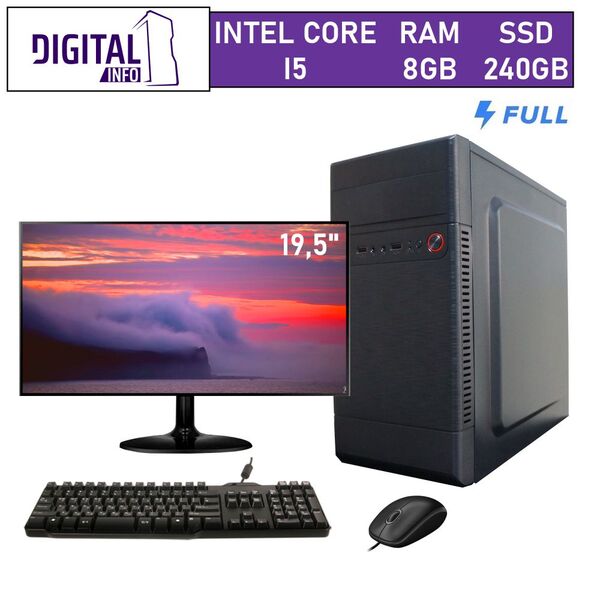Computador Completo Intel Core I5 8gb Ssd 240gb Monitor Led H