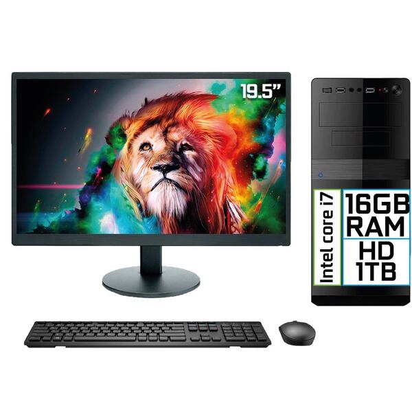 Computador Pc Completo Intel Core I7 16gb 1tb Monitor 19.5"
