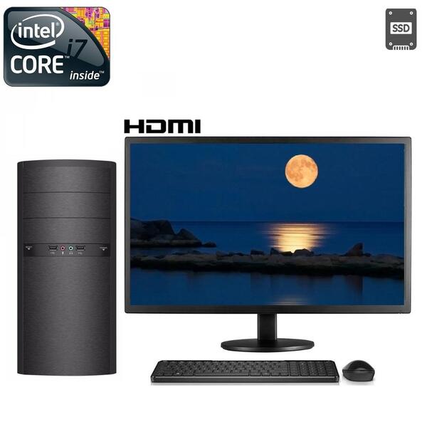 Computador Pc Cpu Intel Core I7 8gb Hd 2tb Ssd Monitor 21.5"