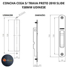 Concha Cega S/trava Preto 2010 Slide 158mm Janela Porta Alumi