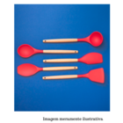 Concha De Silicone Com Cabo De Madeira - Vermelho - Oikos