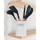 Concha De Silicone Preto Com Cabo De Bambu Utensílio De Cozin