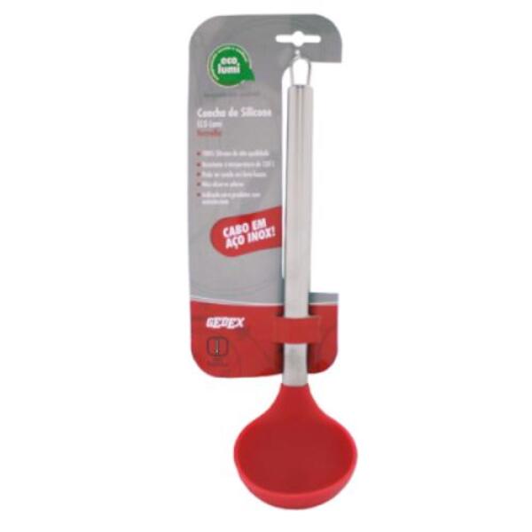 Concha - Silicone Vermelho - Cabo Inox - 36 Cm