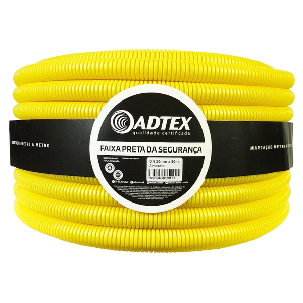 Conduíte Corrugado 20mm 1/2'' 50 Metros Amarelo - Adtex