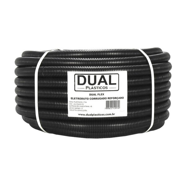 Conduíte Corrugado Dual Preto 20mm Com 50 Metros