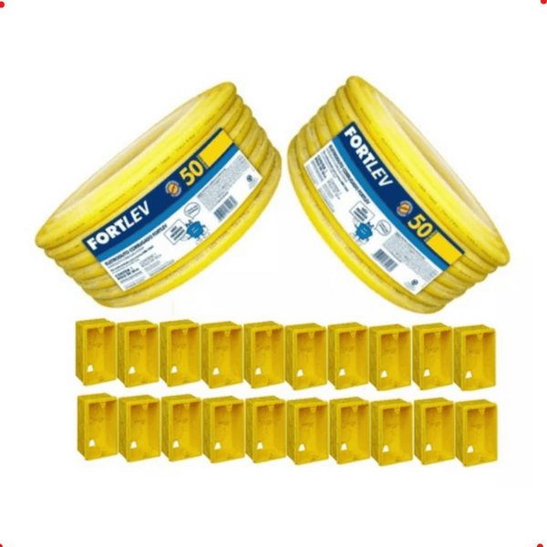 Conduite Eletroduto 2 Rolos 25mm + 20 Caixinhas Fortlev