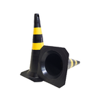 Cone De Sinalização Pvc 75cm Rígido Preto E Amarelo Segurança