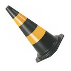 Cone Flexível Preto Com Faixa Refletiva Amarela 75cm – Plastc