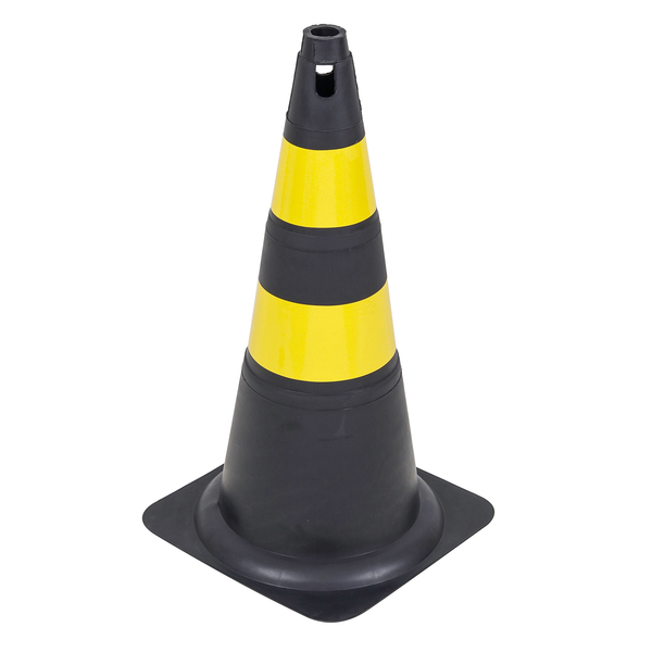 Cone Rígido 70cm Preto e Amarelo