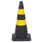 Cone Rígido 70cm Preto e Amarelo