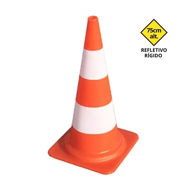 Cone Rígido Refletivo Laranja 75cm - Plastcor