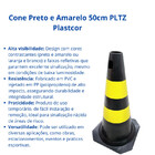Cone Sinalização Preto E Amarelo 50cm Pltz Plastcor