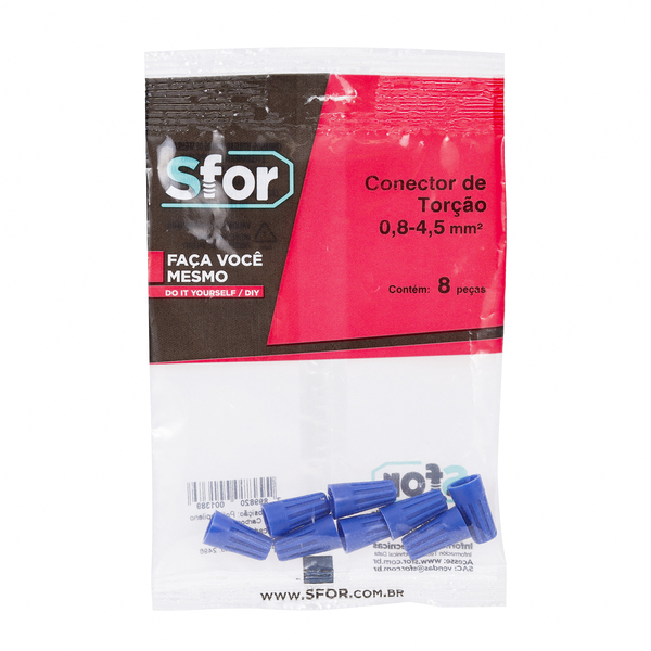 Conector 0,8-4,5mm Azul com 8 Unidades Sforplast