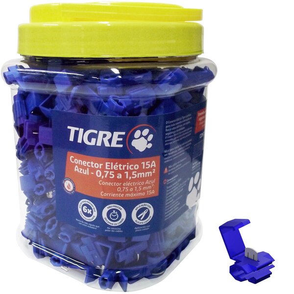 Conector De Derivação Tigre Azul 0,75 A 1,5mm 600v Pacote Com