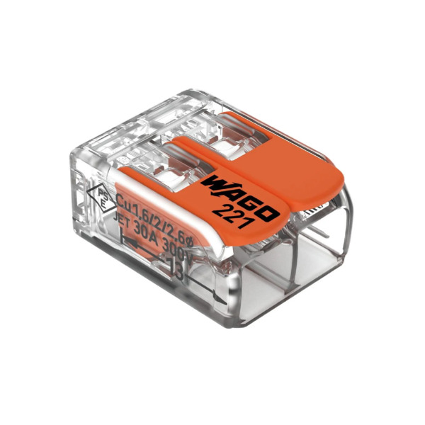 Conector de Emenda a Mola de 2 Vias até 6mm² Transparente Wago