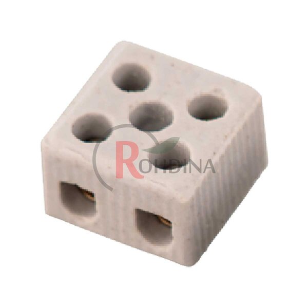 Conector De Porcelana 2 Polos 10mm 50a 600v Rohdina