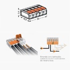 Conector Emenda Compacto Wago 221-415 4mm² 5 Polos 25 Peças