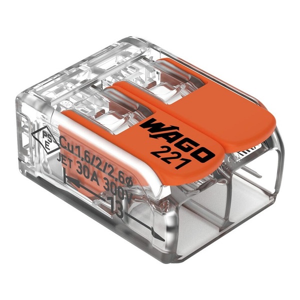 Conector Emenda Compacto Wago 221-612 6mm² 2 Polos 3 Peças | Leroy Merlin