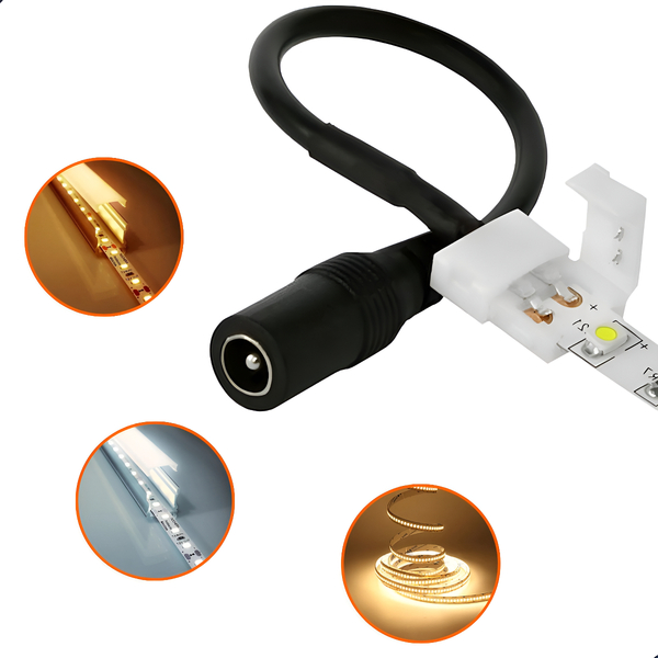 Conector Emenda Fita Led 2 Vias Rabicho Fêmea P4 8mm