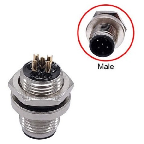 Conector M12 5 Pinos Macho Para Porta Painel Ou Sensor