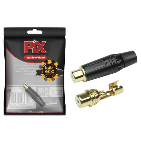 Conector Plug Rca 4mm Profissional Top De Linha Preto