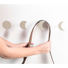 Conj4 Cabideiro Parede Decorativo Mdf Metal Fases Lua Taupe