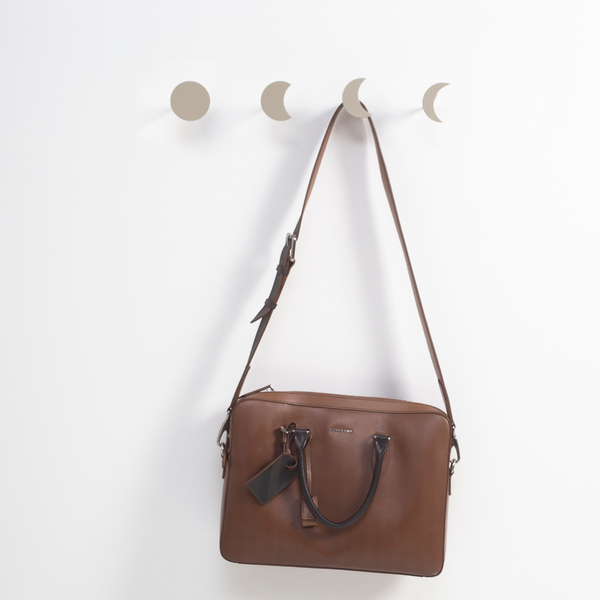 Conj4 Cabideiro Parede Decorativo Mdf Metal Fases Lua Taupe