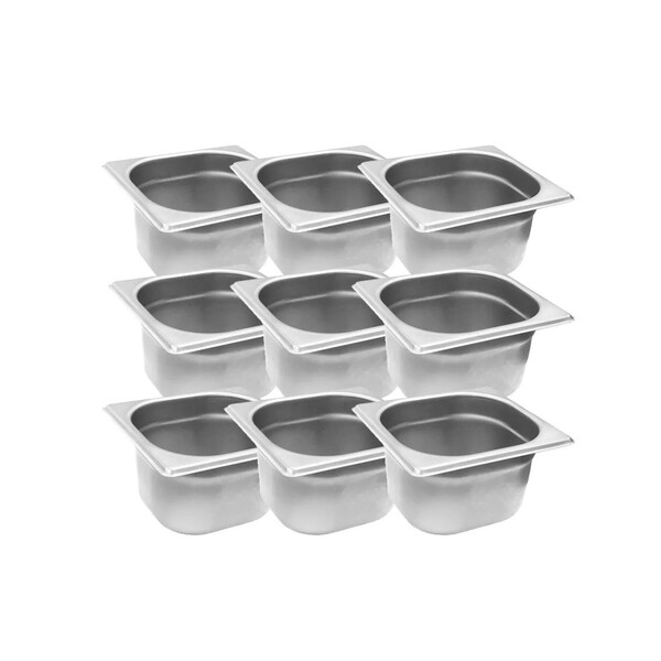 Conj 10 Cubas Gastronômicas Em Inox Gn 1/6x100 Mm 1 5 Litros