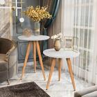 Conj 2 Mesas Apoio Lateral Pés Palito/conico Redonda - Branca