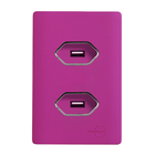 CONJ 2TomadasUSB 2A Com Placa 4x2DIC