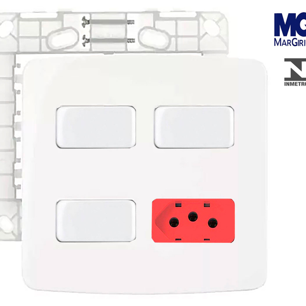 Conj 3 Interruptor Paralelo + Tomada 20a Ver Margirius B3