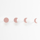 Conj 4und Gancho Parede Decorativo Mdf Fases Lua Rosa