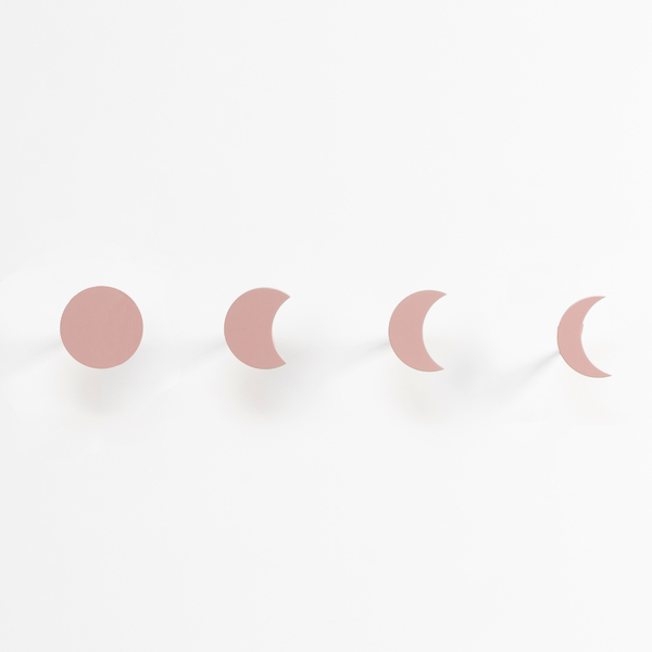 Conj 4und Gancho Parede Decorativo Mdf Fases Lua Rosa