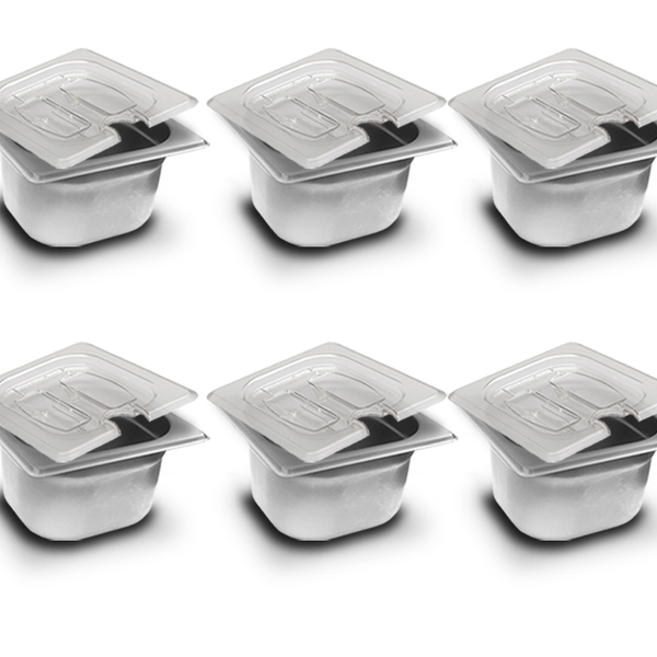 Conj 6 Cubas Gastronômicas Em Inox Gn 1/6x100 Mm 1 5 Litros Z