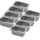 Conj 8 Cubas Gastronômicas Em Inox Gn 1/9x65 Mm 590 Ml Sem Ta