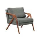 Conj. 2 Mona Com Puff Madeira Maciça Linho Cinza