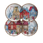 Conj. 4 Pratos Sobremesa Christmas Village