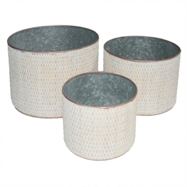 Conj. De Cestos De Metal Bege E Bronze - 3pcs P:17 5cm X 17