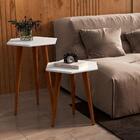 Conj. Florença Pés De Palito Mesa De Apoio E Lateral Branco