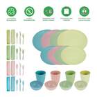 Conj. Louças Fibra De Trigo Premium 32pçs Bpa Free Colorido