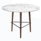 Conj. Mesa Gardênia Carrara E 2 Banquetas Vermelhas